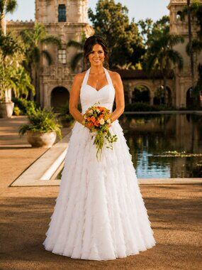 Eden Bridals Wedding Gown - Size 10, A-line, White Chiffon
